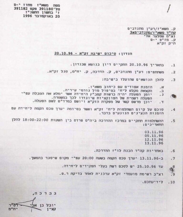 אק״מ הקמת זק״א - 20/10/1996